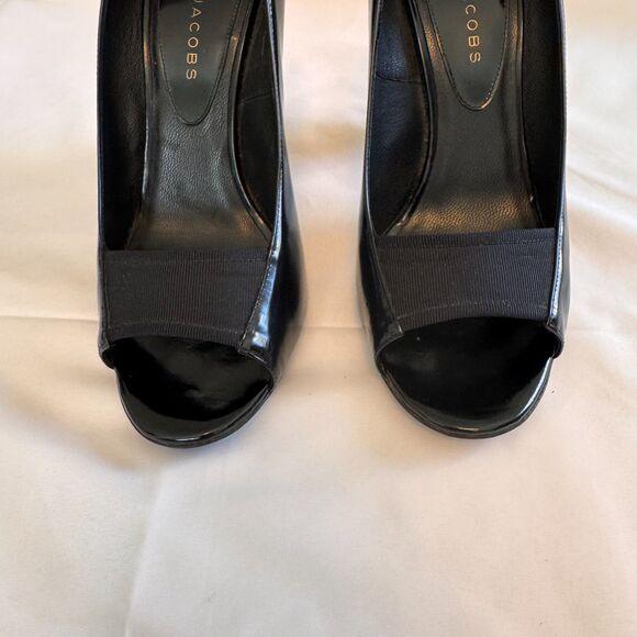 Marc Jacobs Women's Black Peep-Toe Heels Size 38.5 / US 8 - Picture 4 of 9
